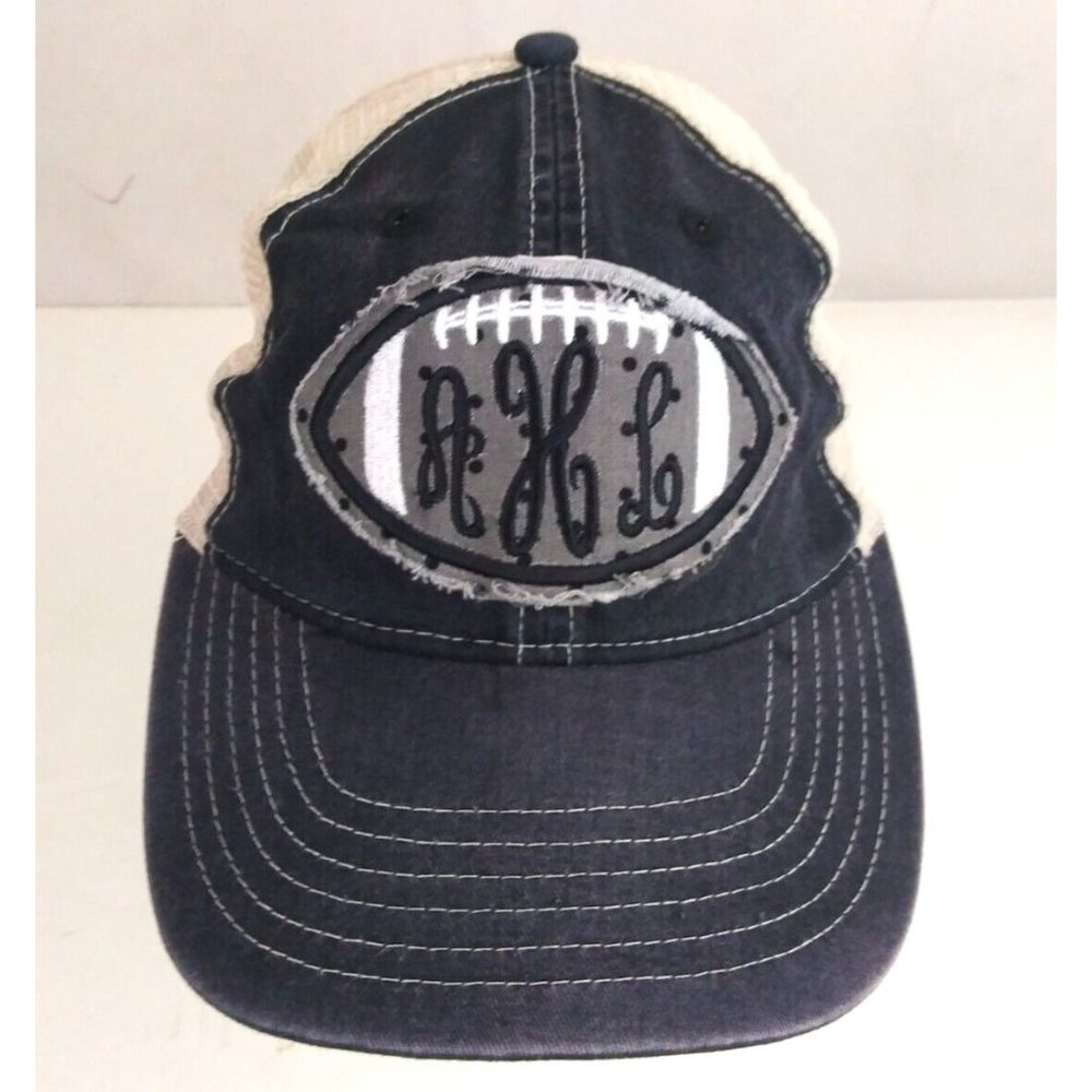 AHL Monogramed Football Unisex Embroidered Patch Adjustable Baseball Cap - Picture 2 of 7
